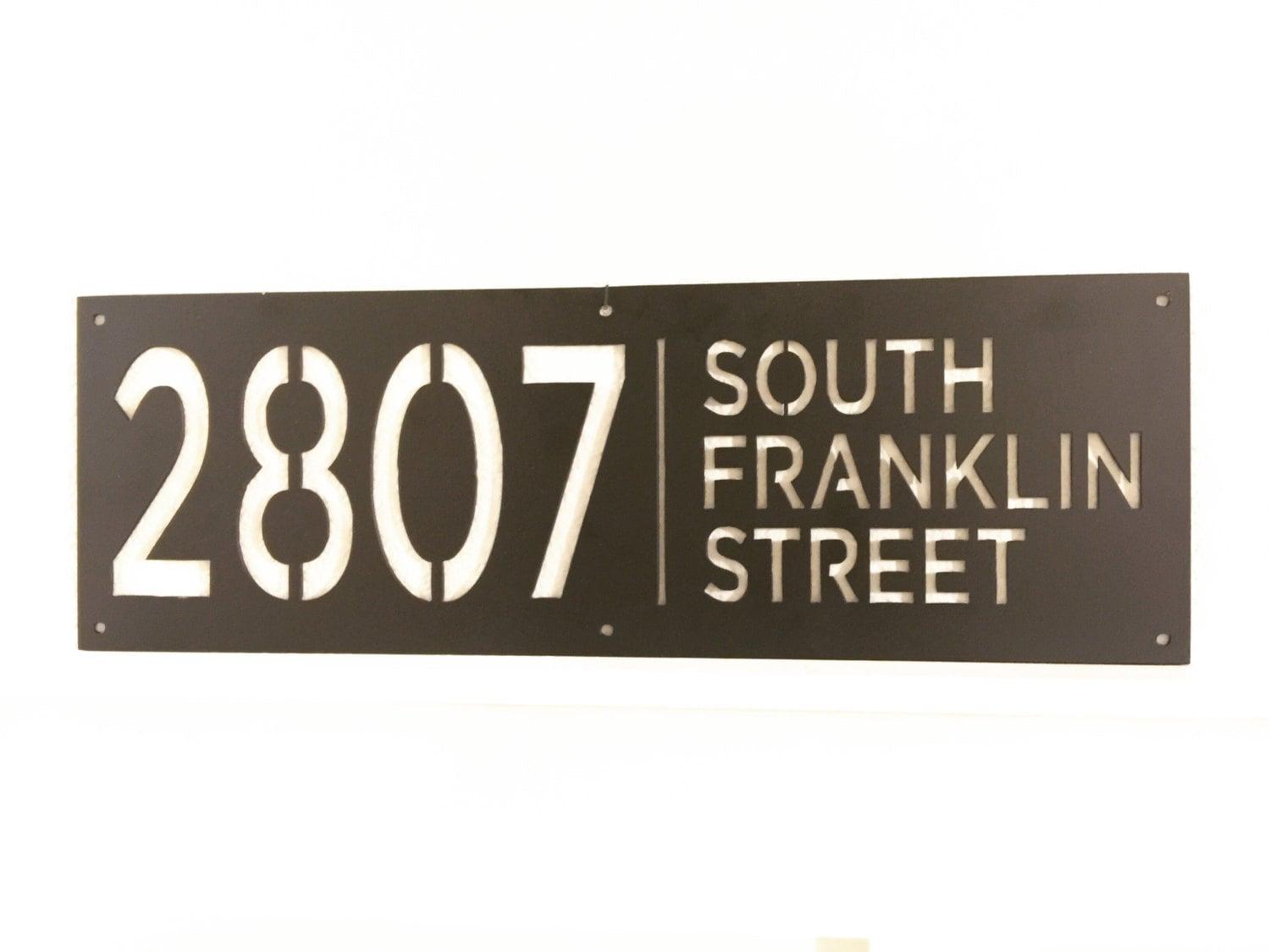 Newest Custom Stainless Steel And Cedar House Number Address Plaque