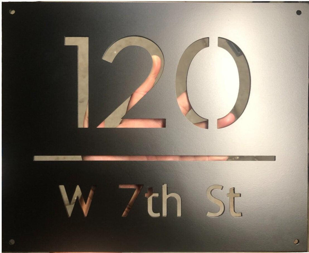 14" x 12" Custom Metal Address Sign House numbers and Street Address Sign - Mild Steel - Made in USA