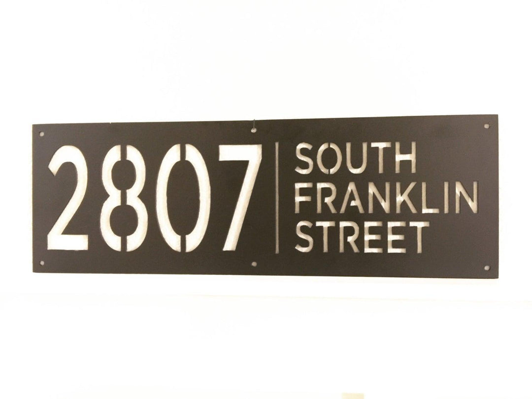 5" x 14" Custom Metal Address Sign House numbers and Street Address Sign - Plasma Cut from Mild Steel