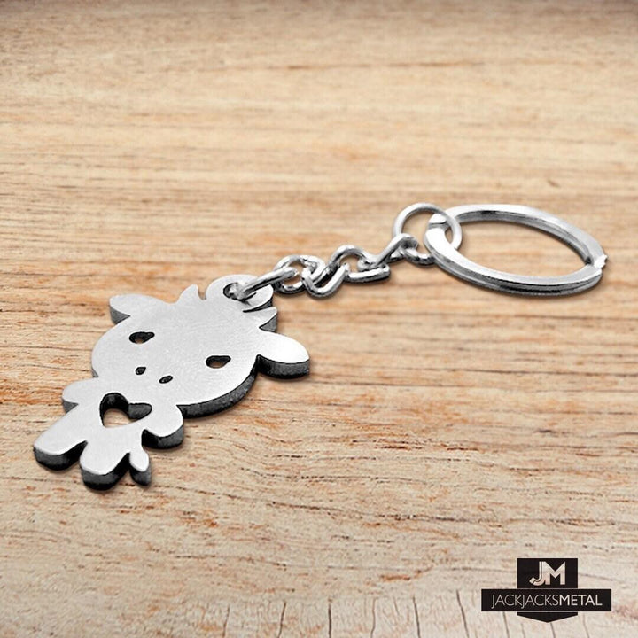 Cow Keychain - So Cute - stainless steel - laser cut keychain